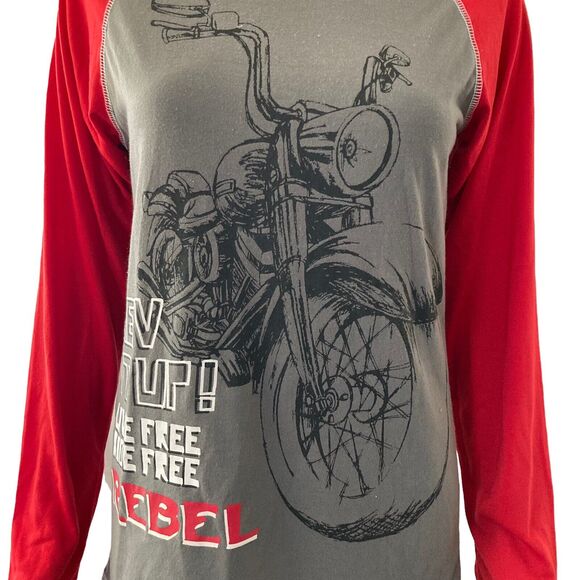 UNLV Tshirt Pajama Top Boys XL Raglan Red Gray Motorcycle Rev It Up - Picture 7 of 10